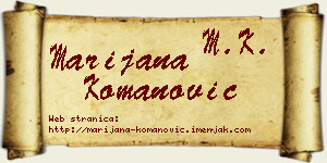 Marijana Komanović vizit kartica